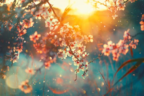 Cherry Blossom Blooms about to burst in the spring season