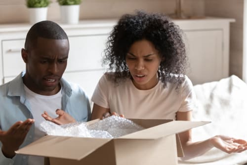 Couple opens package and is disappointed