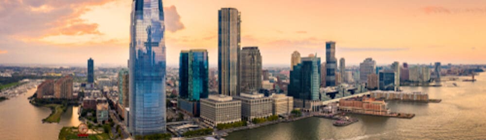 an aerial view of jersey city, nj